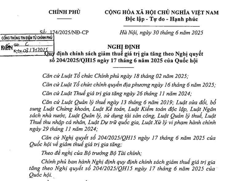 Regulatory Update: Decree No. 174/2025/NĐ-CP on Detailed Regulations for Implementing the Law on Special Consumption Tax