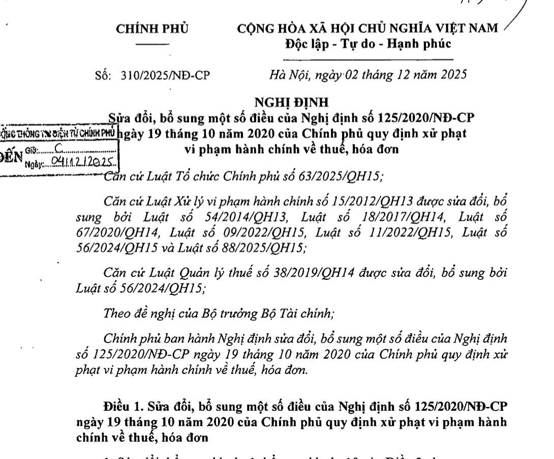 Regulatory Update: Decree No. 310/2025/NĐ-CP on Detailed Regulations for Implementing the Law on Personal Income Tax (PIT)